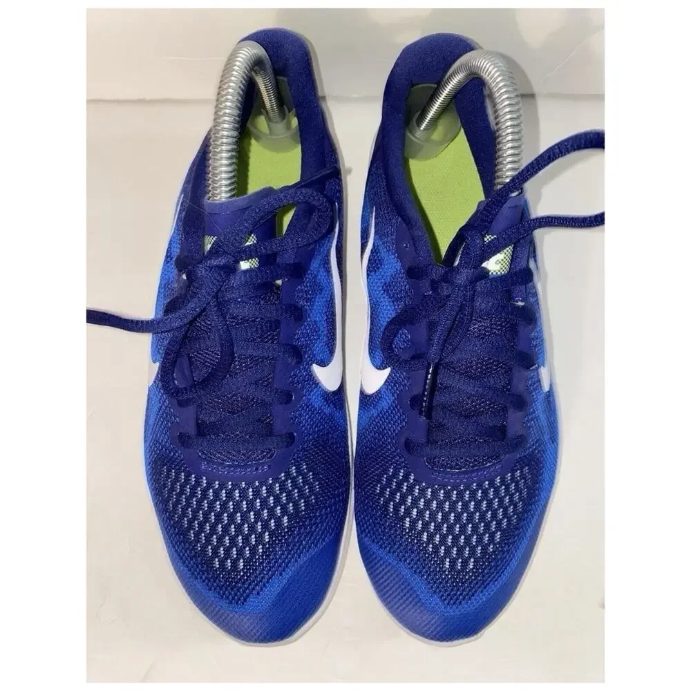 Nike Free Blue White Swoosh Lime Green Sz 7 Youth Wmn 8-8.5 Equivalent Sneakers